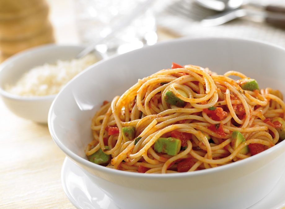 Avocado and tomato pasta