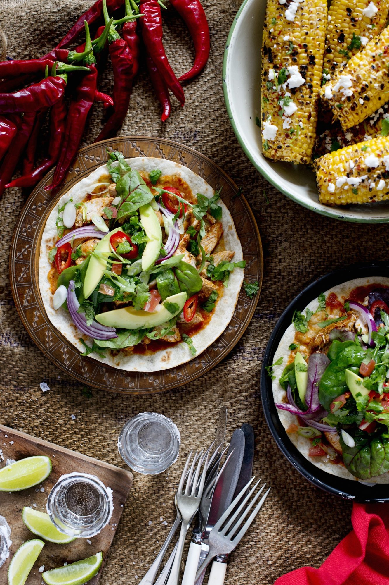 Fajitas with chicken, salsa and salad.jpg