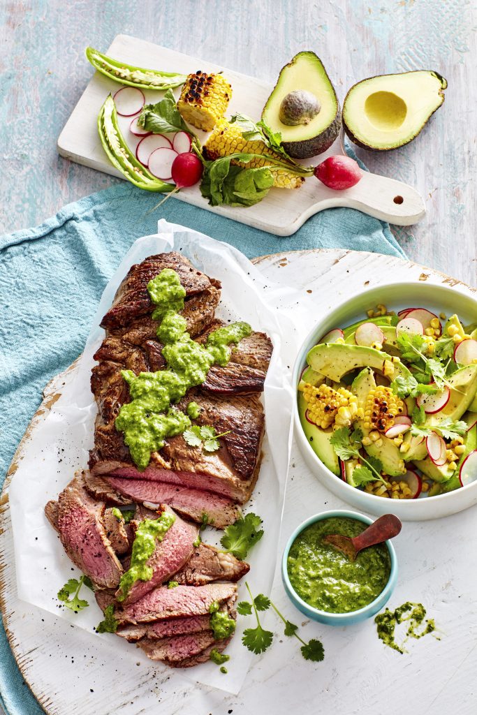 BBQ Lamb with Avocado Chimichurri Dressing - Australian Avocados