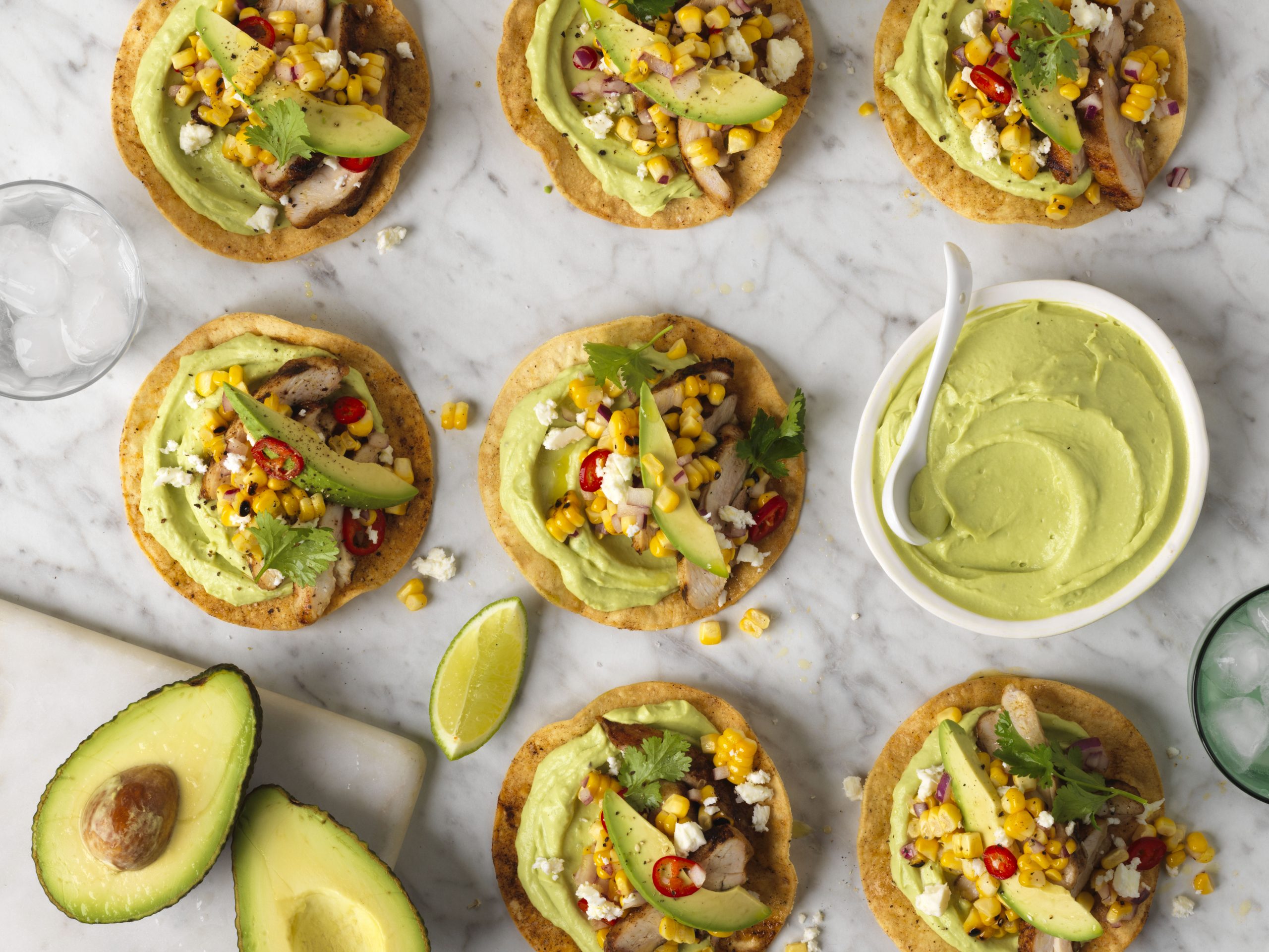 Smoky Chicken Tostadas with Avocado Crema - Australian Avocados