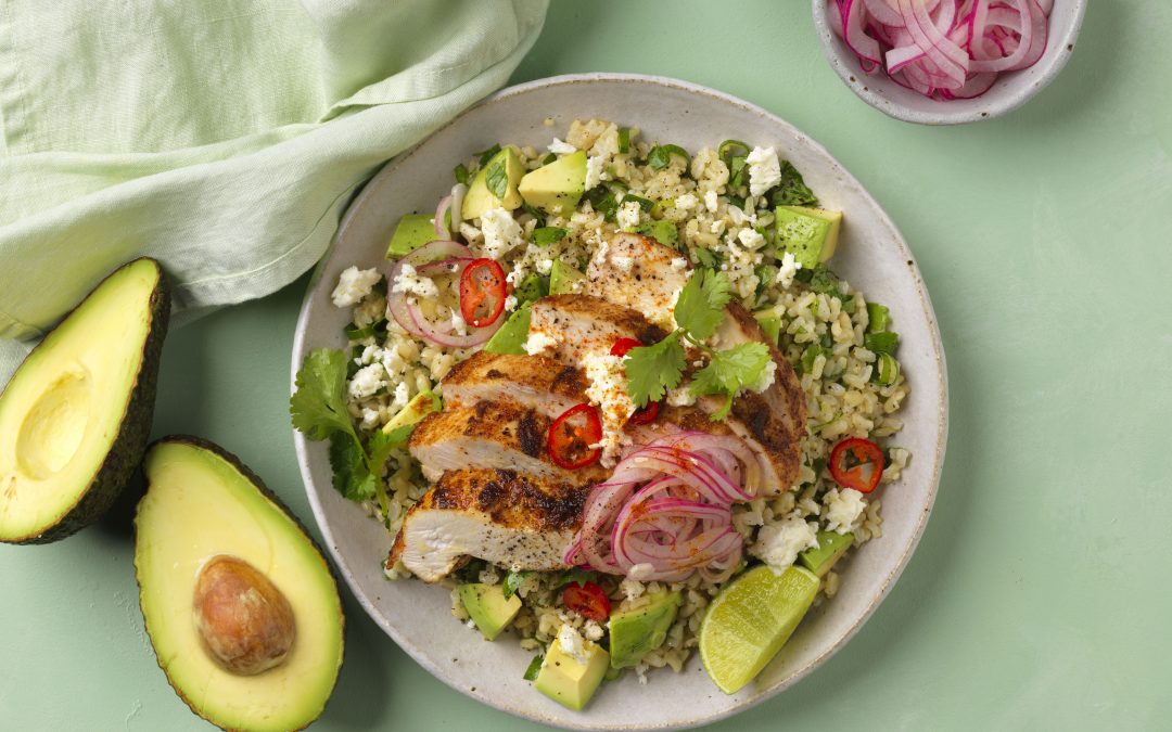 Grilled Chicken Avocado Rice Bowl