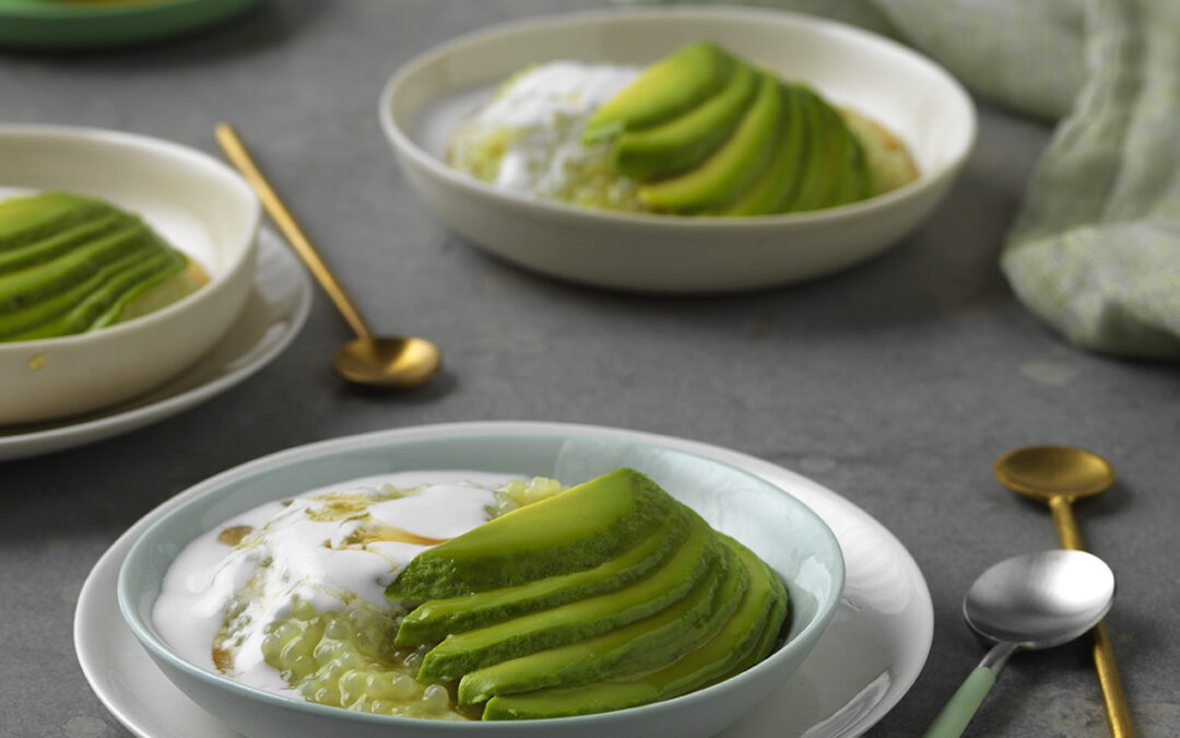 Avocado Sago and Coconut Pudding with Palm Sugar