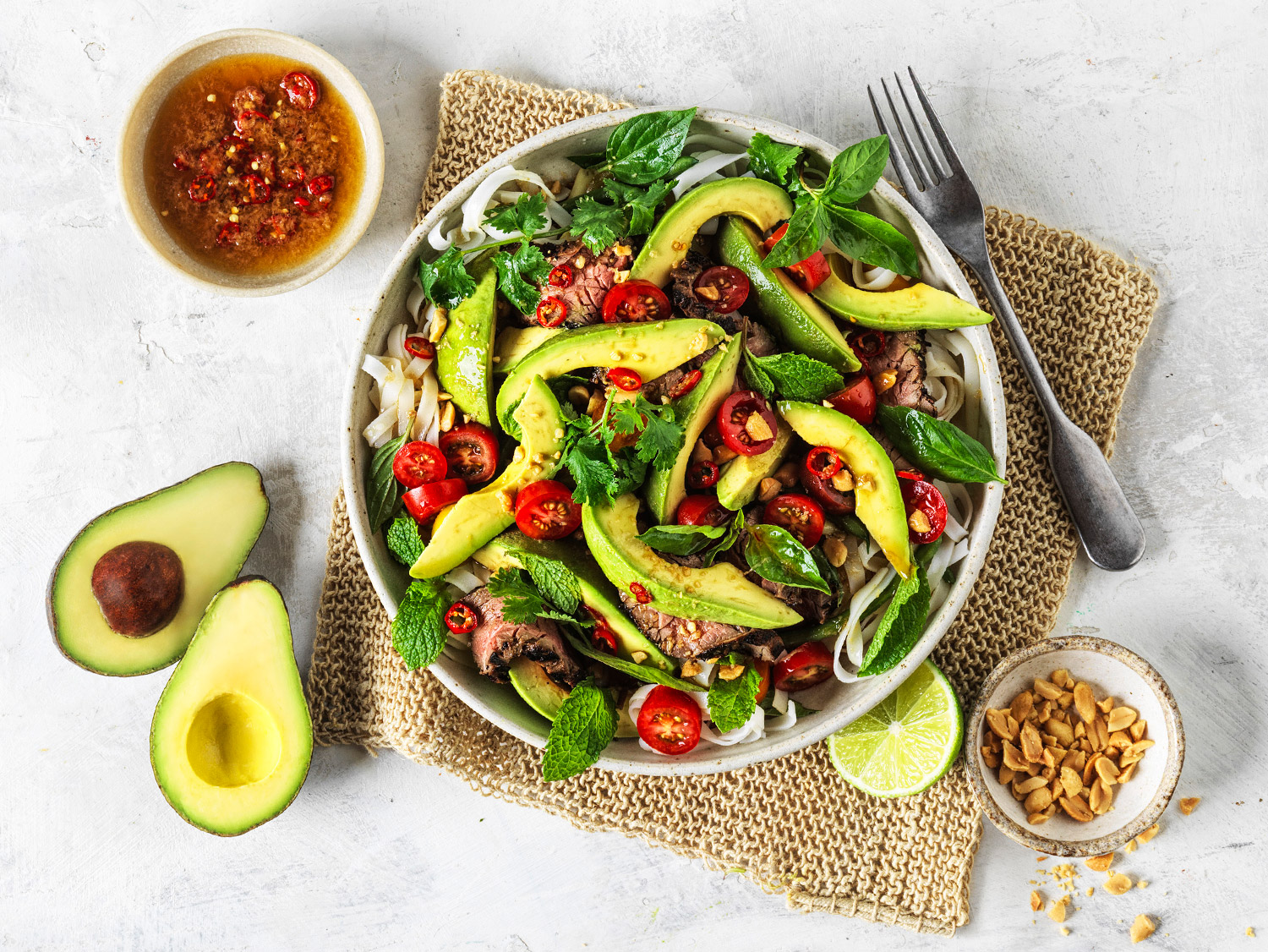 Thai Beef and Avo salad