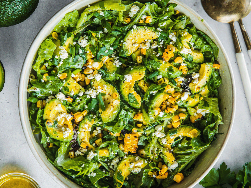Avocado Lettuce Feta Salad With Creamy Lemon Dressing Australian Avocados