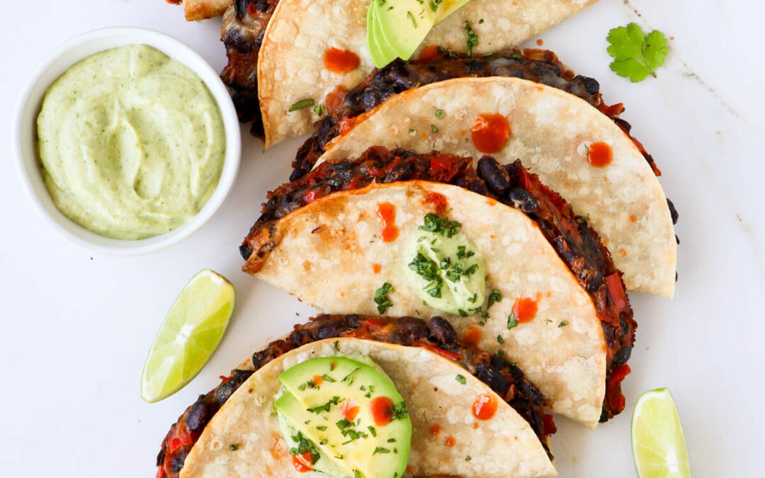 Avocado and black bean tacos