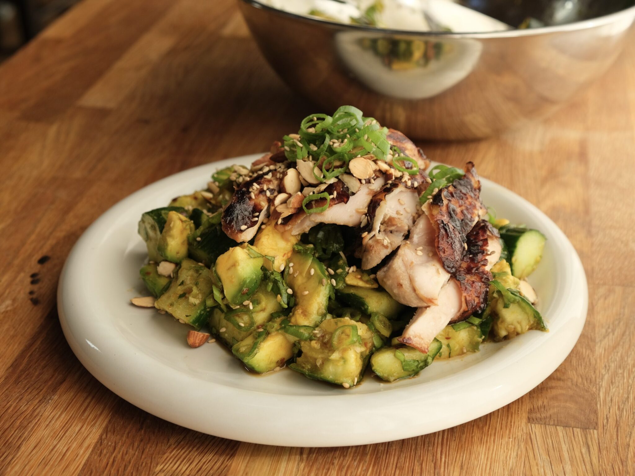 Smashed Cucumber, Avocado & Sesame Salad with Chicken Thighs x Sezzy ...
