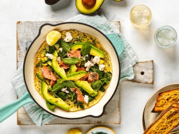 Avocado Omelette with Hot-Smoked Salmon, Dill and Lemon