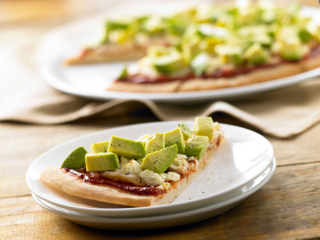 Chicken, avocado and feta pizza
