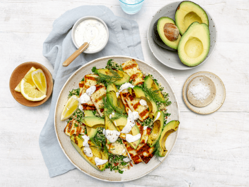 Grilled Avo and Halloumi Salad