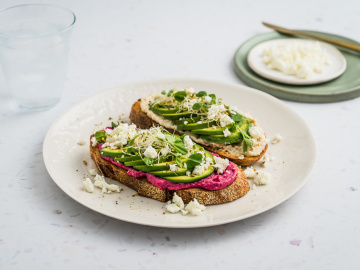 Avocado, Feta & Beetroot Hummus Toast