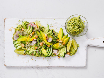 Amazing Avocado Salad with Macadamia and Avocado Pesto
