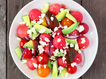 Avocado watermelon salad