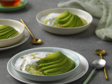 Avocado Sago and Coconut Pudding with Palm Sugar